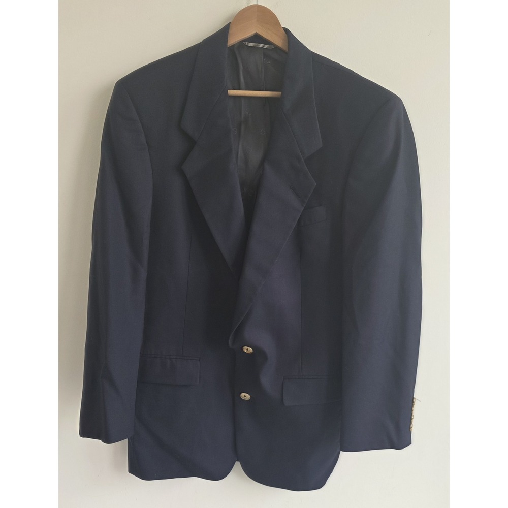 Vtg Christian Dior Le Connaisseur Navy Blue Wool Blazer Gold Buttons Mens 38R